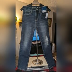 Old Navy Blue Straight Jeans Medium-Dark Wash